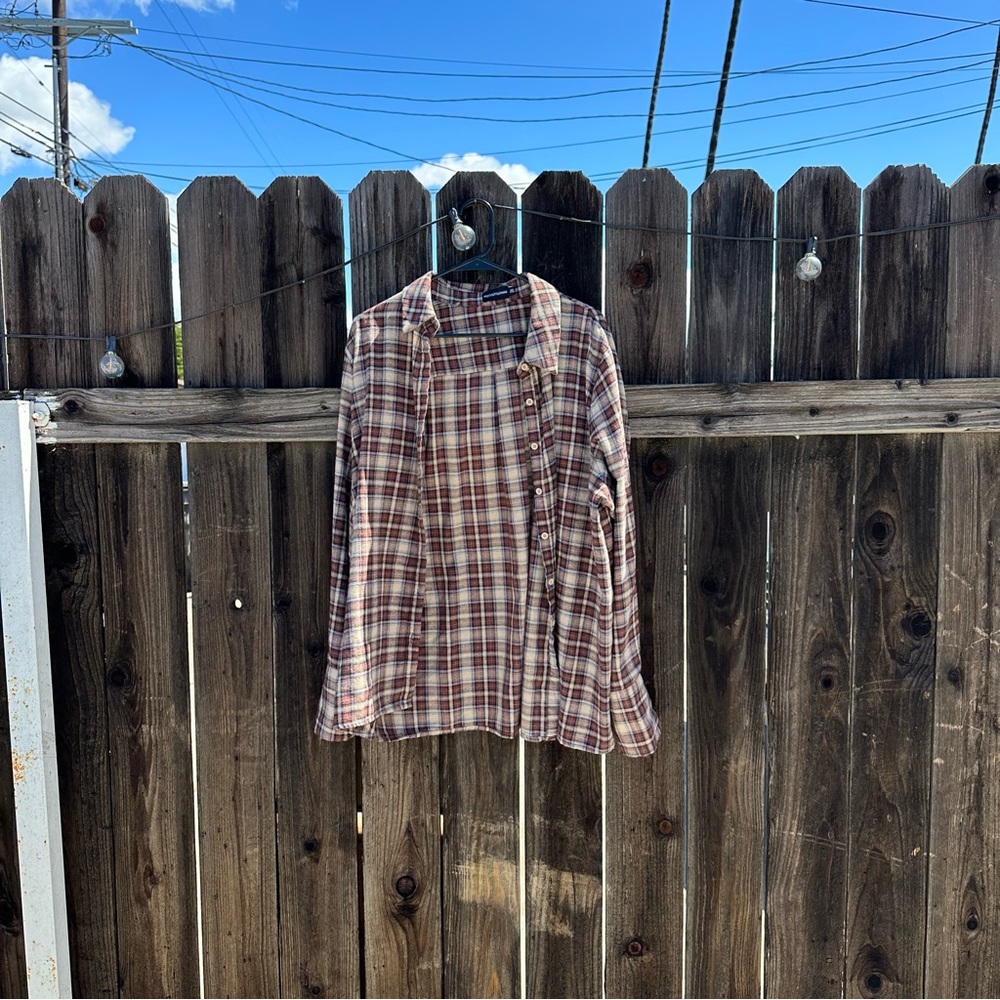 pretty little things oversized brown flannel